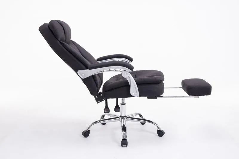 Fauteuil de bureau sur roulettes XL charge max 160 kg avec repose-pied ajustable assise en tissu noir 10_0002785