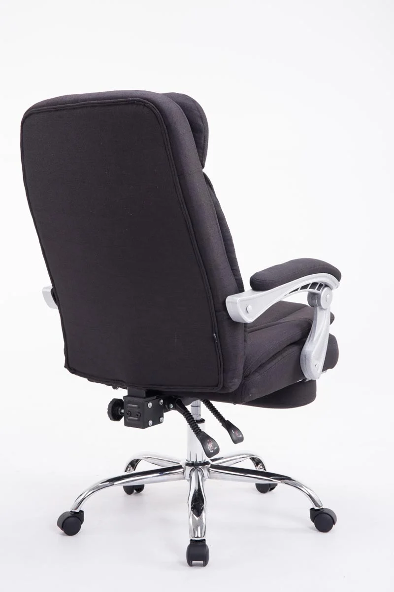 Fauteuil de bureau sur roulettes XL charge max 160 kg avec repose-pied ajustable assise en tissu noir 10_0002785