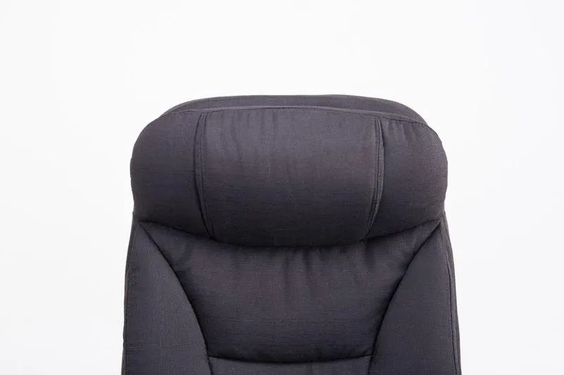 Fauteuil de bureau sur roulettes XL charge max 160 kg avec repose-pied ajustable assise en tissu noir 10_0002785
