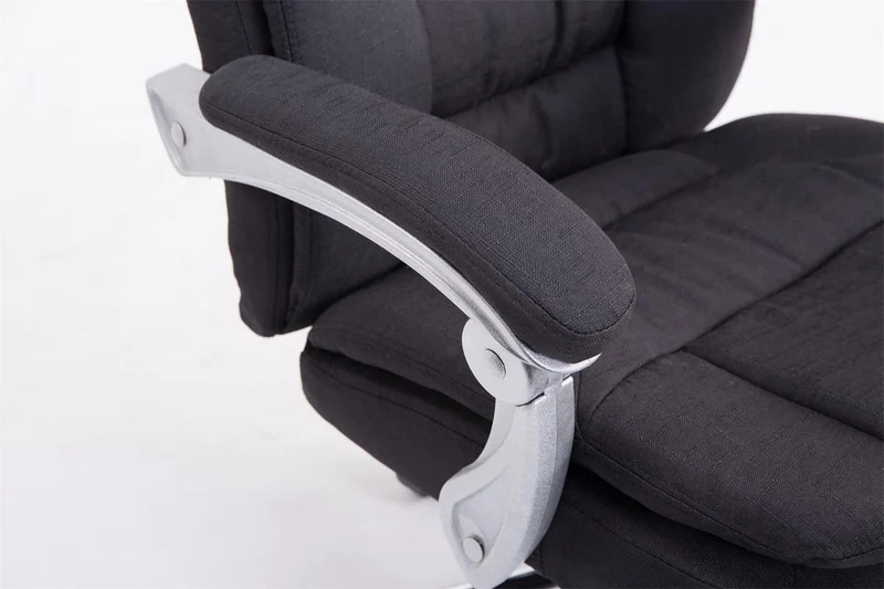 Fauteuil de bureau sur roulettes XL charge max 160 kg avec repose-pied ajustable assise en tissu noir 10_0002785