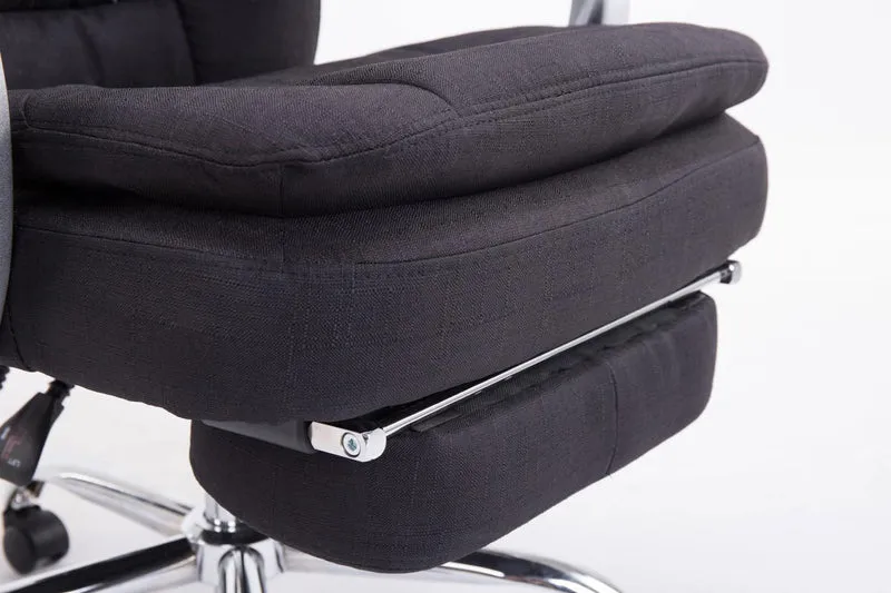 Fauteuil de bureau sur roulettes XL charge max 160 kg avec repose-pied ajustable assise en tissu noir 10_0002785