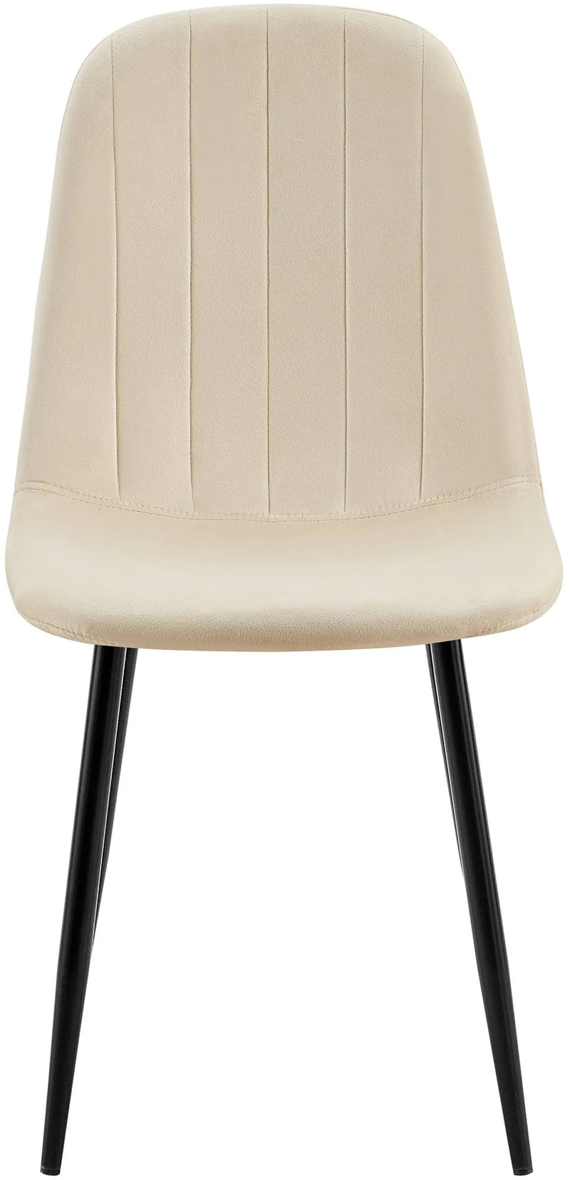 Set de 4 chaises de salle à manger coutures décoratives verticales assise en velours crème pieds en métal noir 10_0001751