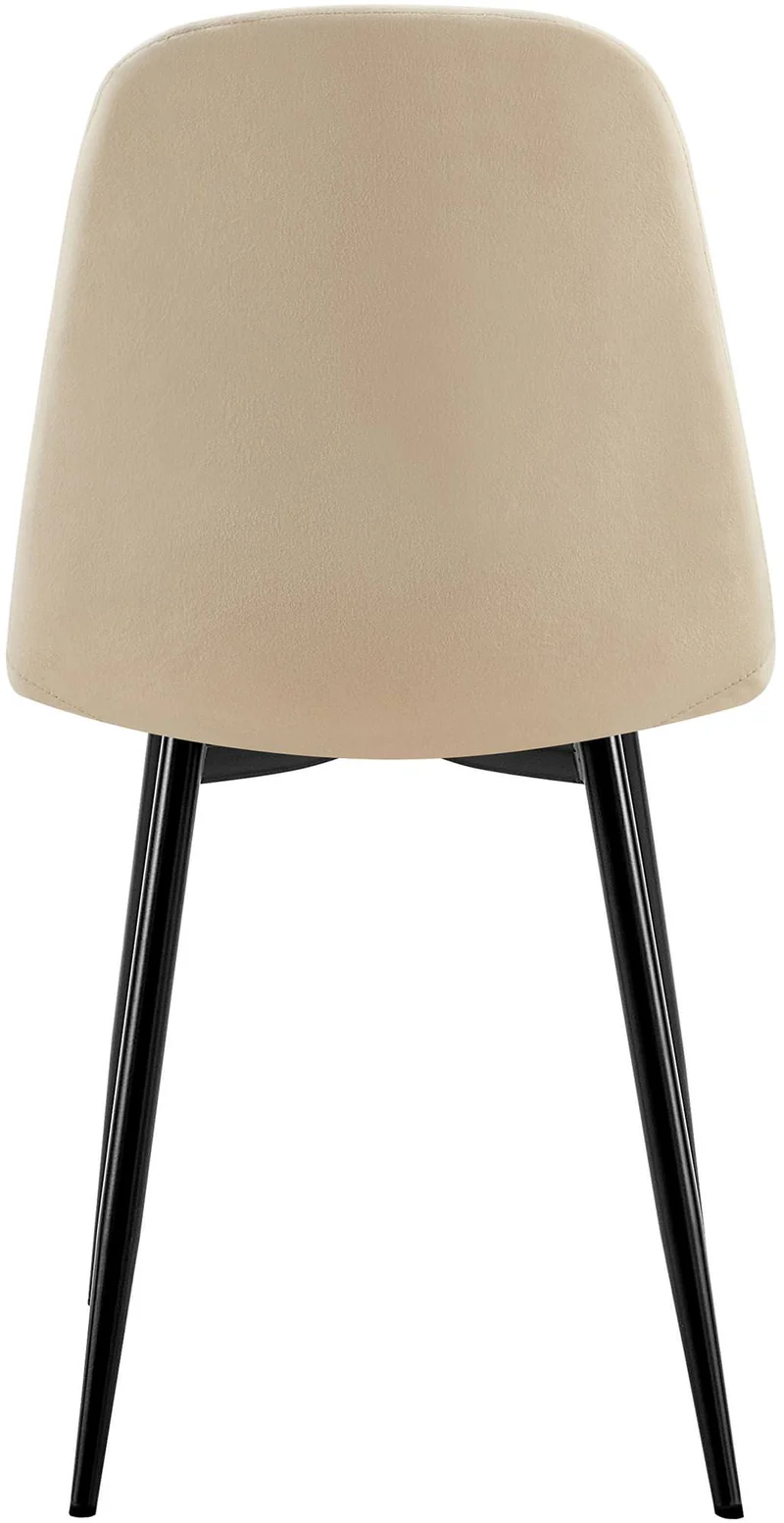 Set de 4 chaises de salle à manger coutures décoratives verticales assise en velours crème pieds en métal noir 10_0001751
