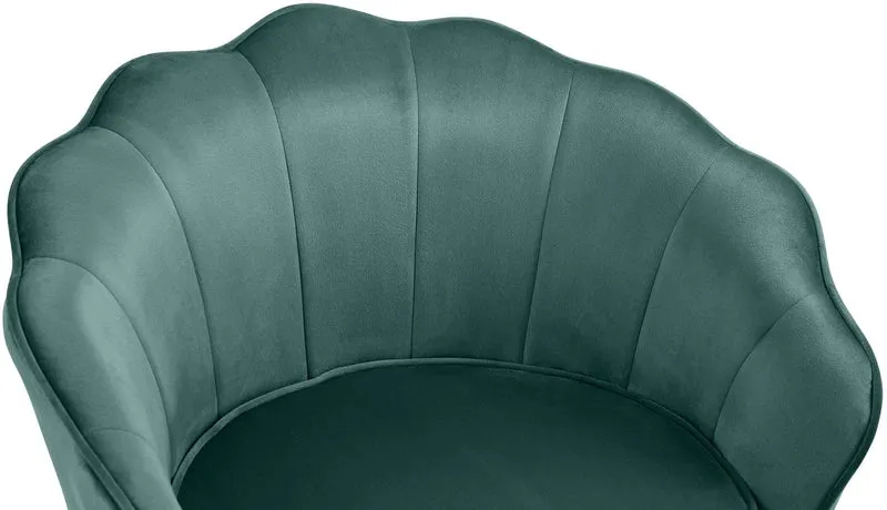 Fauteuil lounge chaise de chaise rembourrée avec coutures décoratives revêtement en velours vert et pieds métal doré FAL101556