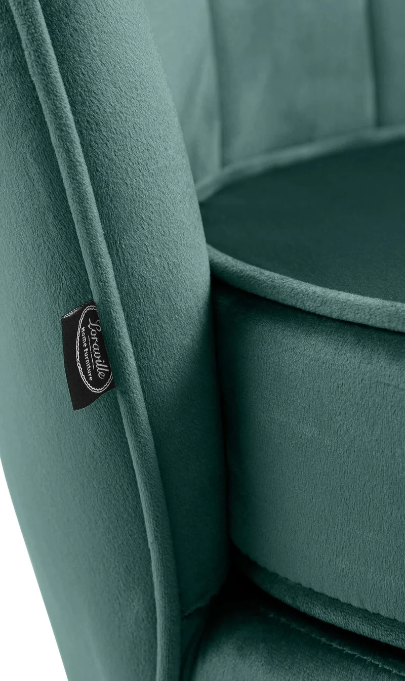 Fauteuil lounge chaise de chaise rembourrée avec coutures décoratives revêtement en velours vert et pieds métal doré FAL101556