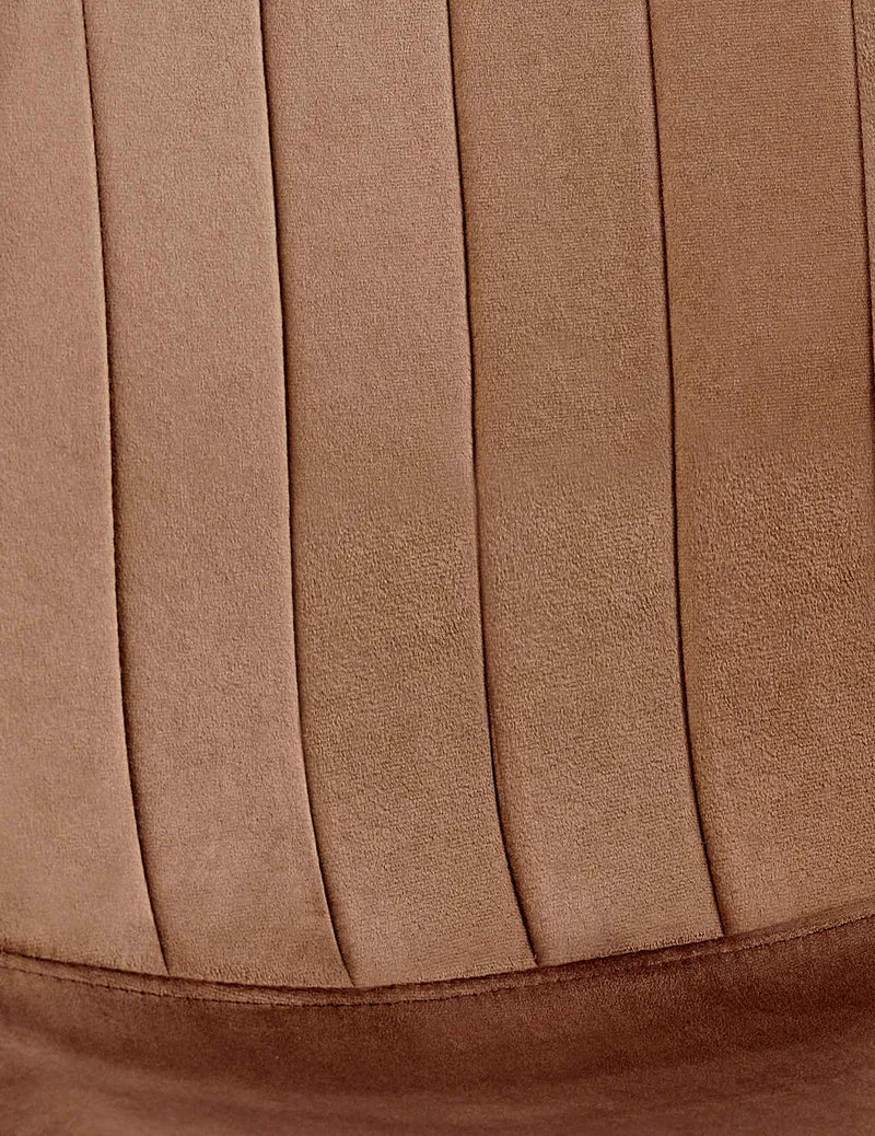 Chaise de salle à manger x1 design moderne coutures verticales velours marron et pieds en métal noir 10_0001986
