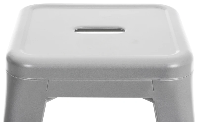 Tabouret hauteur 46 cm design industriel en métal argenté 10_0006877