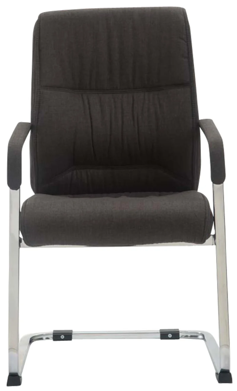 Lot de 2 fauteuils de bureau sans roulettes XXL jusqu'à 260 kg en tissu gris foncé et métal chromé 10_0008684