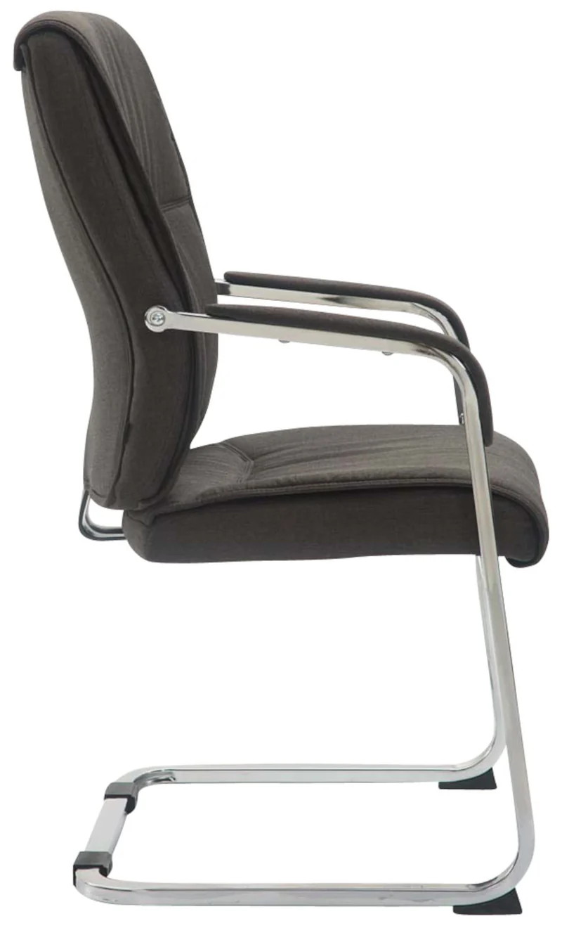 Lot de 2 fauteuils de bureau sans roulettes XXL jusqu'à 260 kg en tissu gris foncé et métal chromé 10_0008684