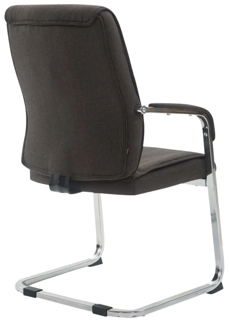 Lot de 2 fauteuils de bureau sans roulettes XXL jusqu'à 260 kg en tissu gris foncé et métal chromé 10_0008684