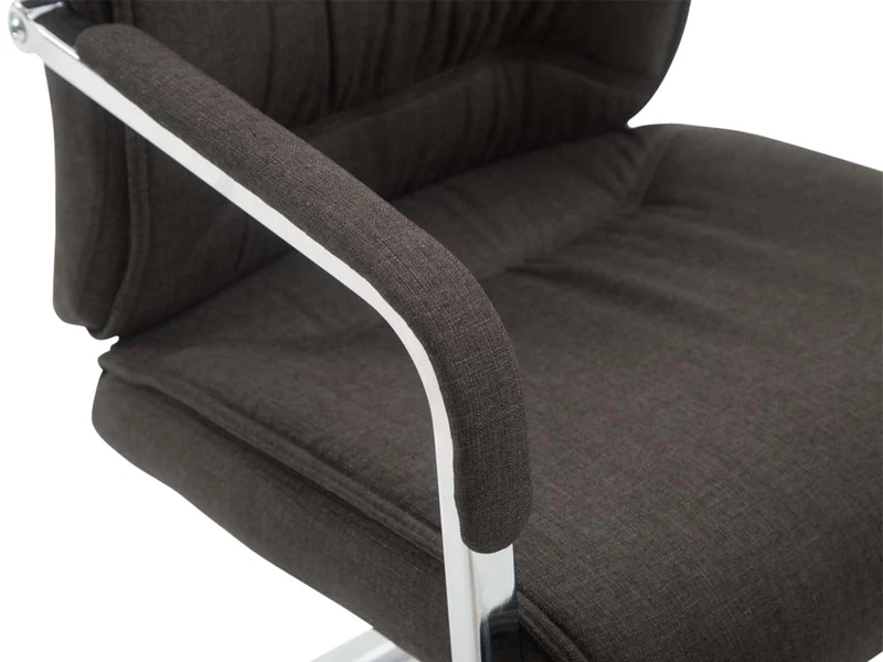 Lot de 2 fauteuils de bureau sans roulettes XXL jusqu'à 260 kg en tissu gris foncé et métal chromé 10_0008684