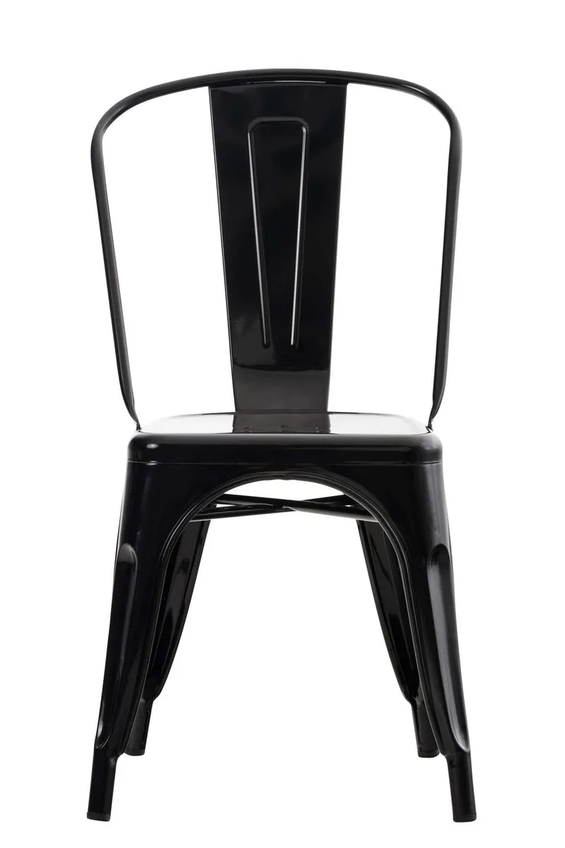 Chaise noire en acier avec dossier arrondi stable et empilable – style industriel métal noir 10_0008255