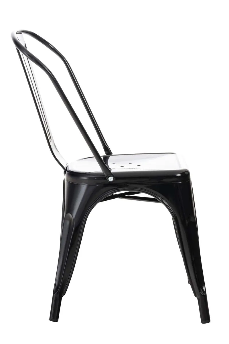 Chaise noire en acier avec dossier arrondi stable et empilable – style industriel métal noir 10_0008255