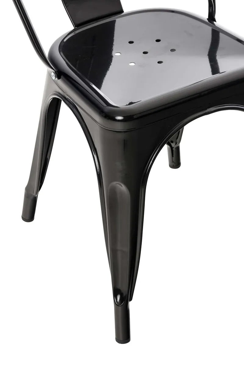 Chaise noire en acier avec dossier arrondi stable et empilable – style industriel métal noir 10_0008255