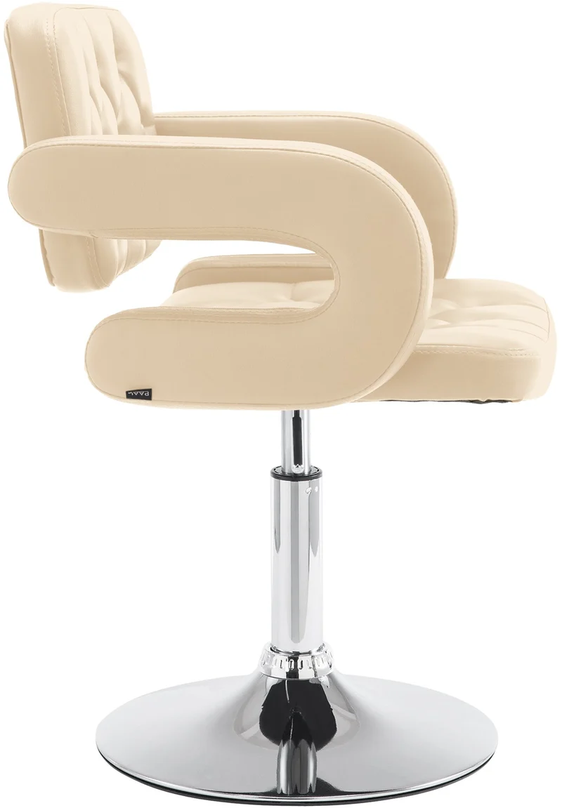 Chaise lounge fauteuil de bureau avec accoudoir capitonné hauteur réglable en PVC crème 10_0002796