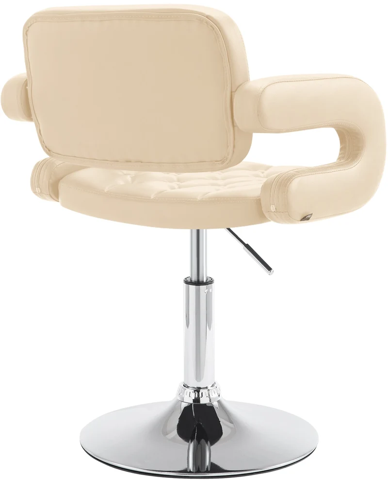 Chaise lounge fauteuil de bureau avec accoudoir capitonné hauteur réglable en PVC crème 10_0002796