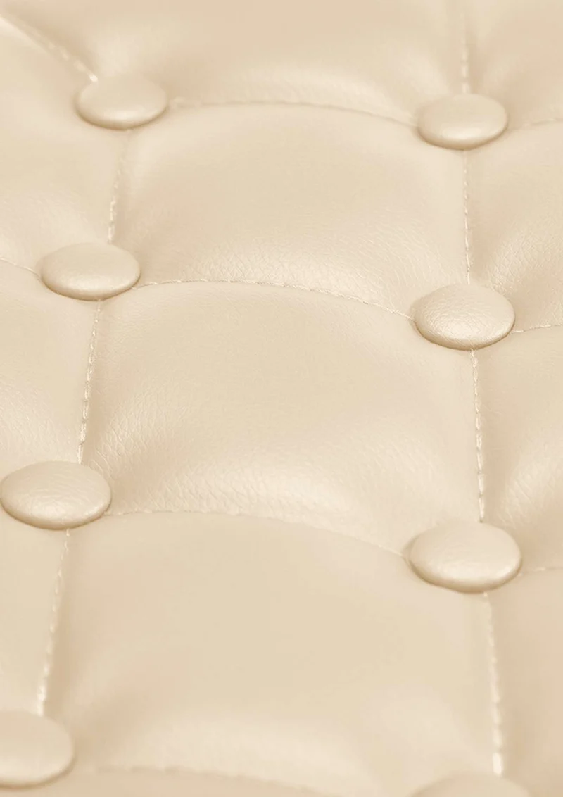 Chaise lounge fauteuil de bureau avec accoudoir capitonné hauteur réglable en PVC crème 10_0002796