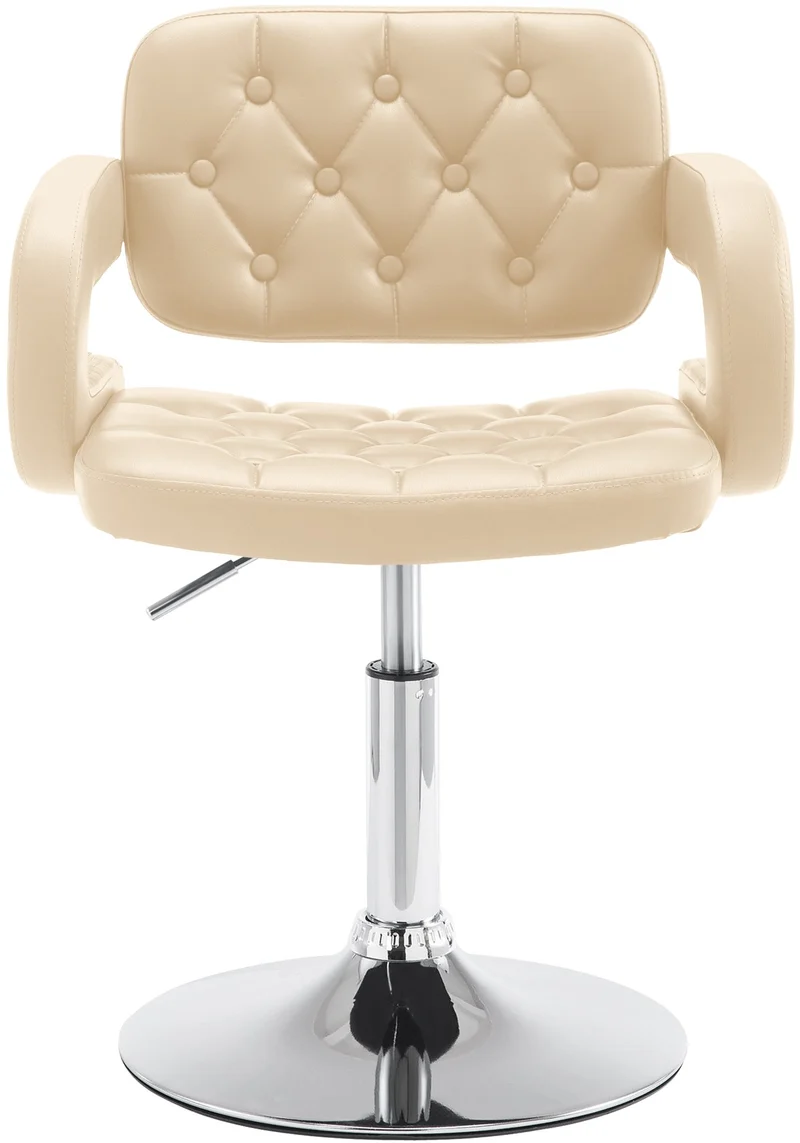 Chaise lounge fauteuil de bureau avec accoudoir capitonné hauteur réglable en PVC crème 10_0002796