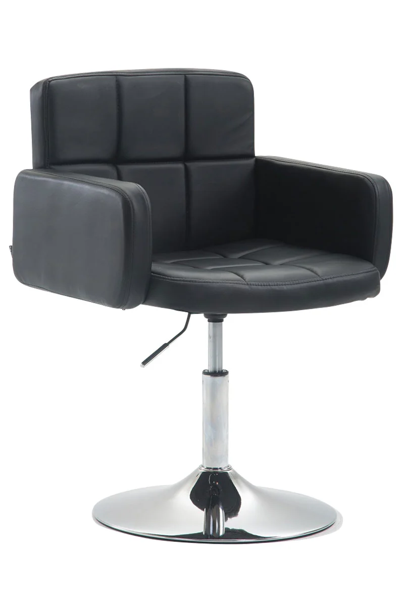 Fauteuil lounge avec accoudoirs rembourrés pivotant à 360° en PVC noir et métal chromé 10_0002805
