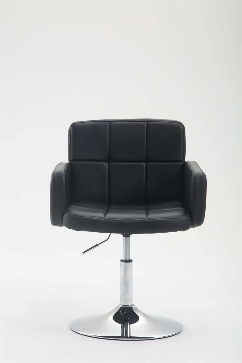 Fauteuil lounge avec accoudoirs rembourrés pivotant à 360° en PVC noir et métal chromé 10_0002805