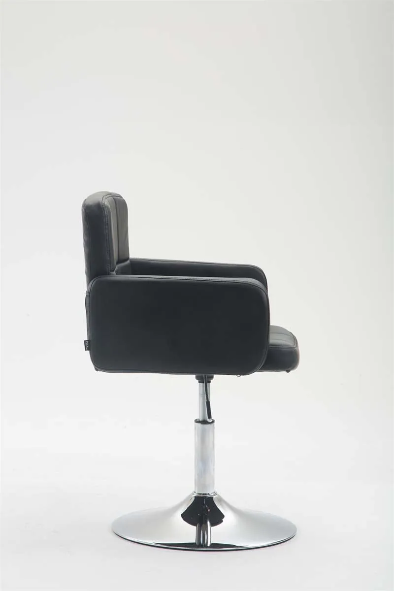 Fauteuil lounge avec accoudoirs rembourrés pivotant à 360° en PVC noir et métal chromé 10_0002805