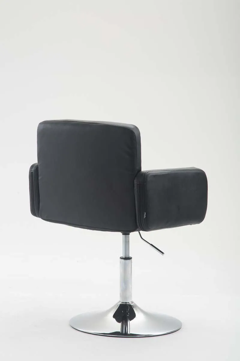 Fauteuil lounge avec accoudoirs rembourrés pivotant à 360° en PVC noir et métal chromé 10_0002805
