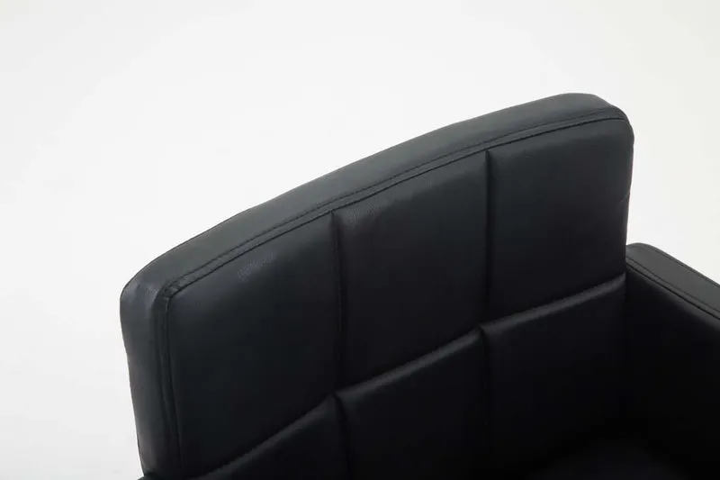 Fauteuil lounge avec accoudoirs rembourrés pivotant à 360° en PVC noir et métal chromé 10_0002805