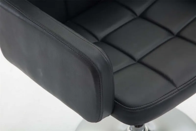 Fauteuil lounge avec accoudoirs rembourrés pivotant à 360° en PVC noir et métal chromé 10_0002805