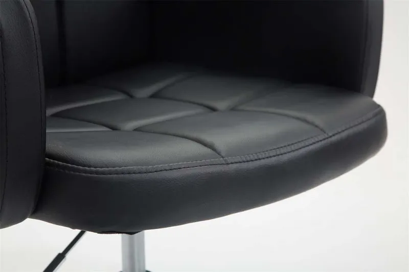 Fauteuil lounge avec accoudoirs rembourrés pivotant à 360° en PVC noir et métal chromé 10_0002805