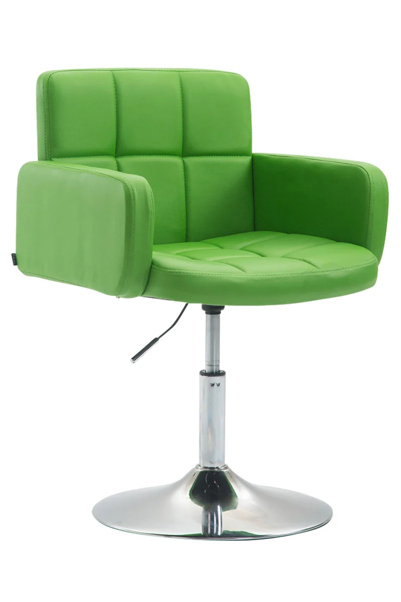 Fauteuil lounge avec accoudoirs rembourrés pivotant à 360° en PVC vert et métal chromé 10_0002803