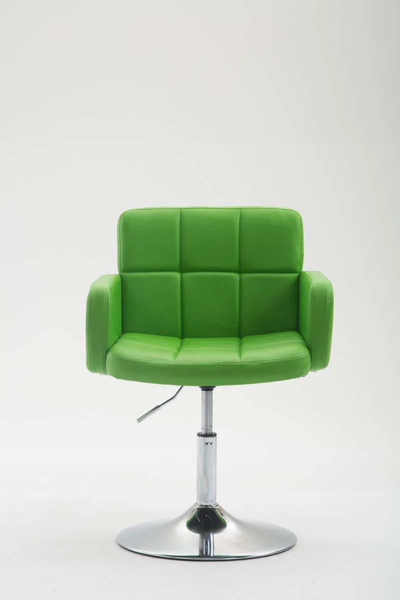 Fauteuil lounge avec accoudoirs rembourrés pivotant à 360° en PVC vert et métal chromé 10_0002803