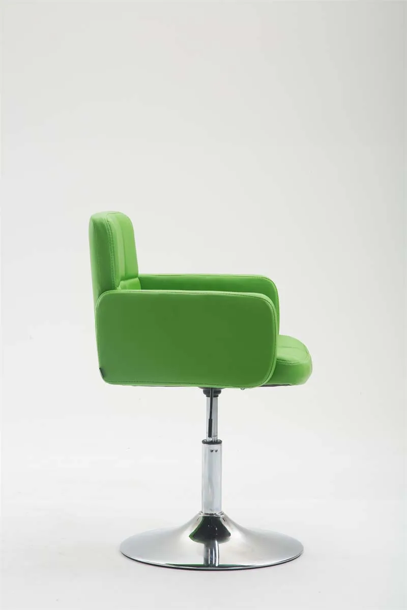 Fauteuil lounge avec accoudoirs rembourrés pivotant à 360° en PVC vert et métal chromé 10_0002803
