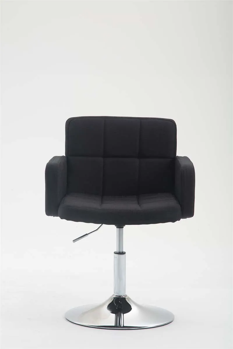 Fauteuil lounge avec accoudoirs rembourrés pivotant à 360° en tissu noir et métal chromé 10_0002810