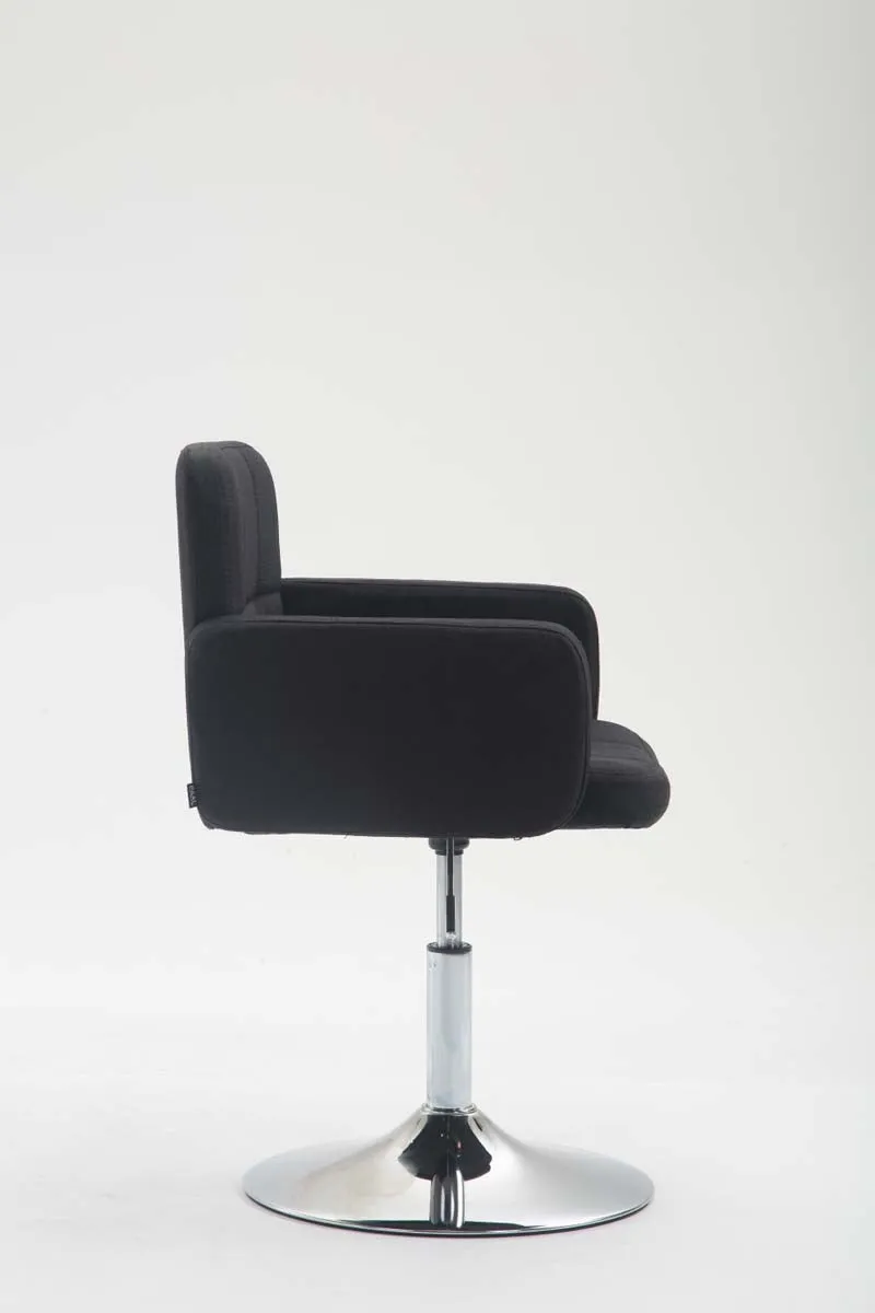 Fauteuil lounge avec accoudoirs rembourrés pivotant à 360° en tissu noir et métal chromé 10_0002810