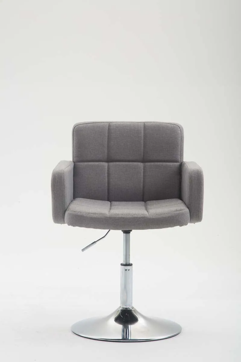 Fauteuil lounge avec accoudoirs rembourrés pivotant à 360° en tissu gris et métal chromé 10_0002809