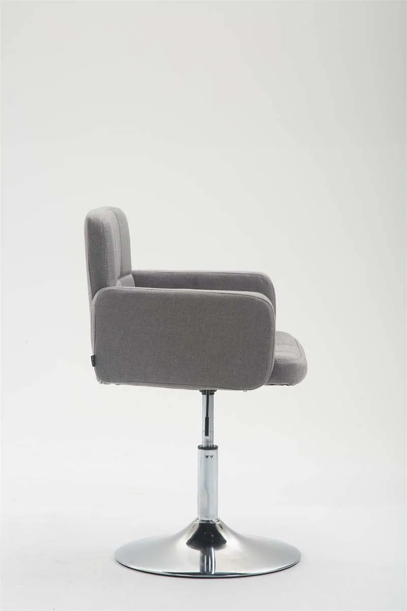 Fauteuil lounge avec accoudoirs rembourrés pivotant à 360° en tissu gris et métal chromé 10_0002809