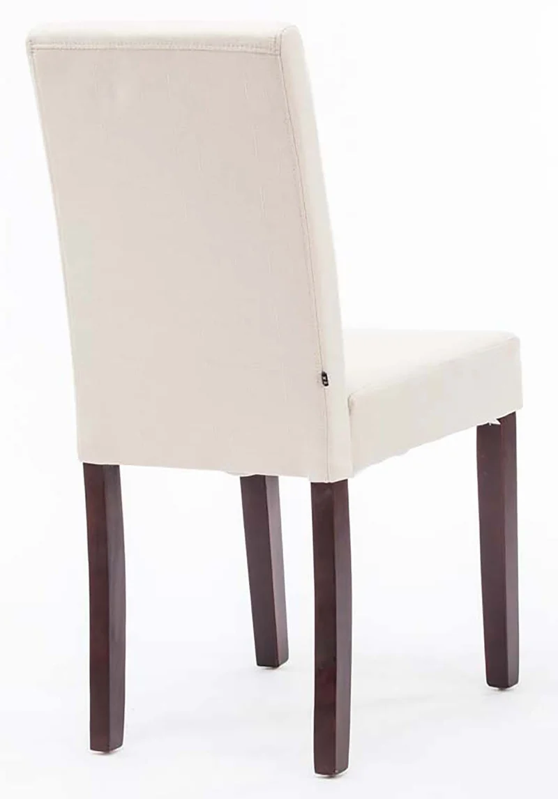 Lot de 4 chaises de salle à manger design moderne en tissu crème pieds en bois marron foncé 10_0001769