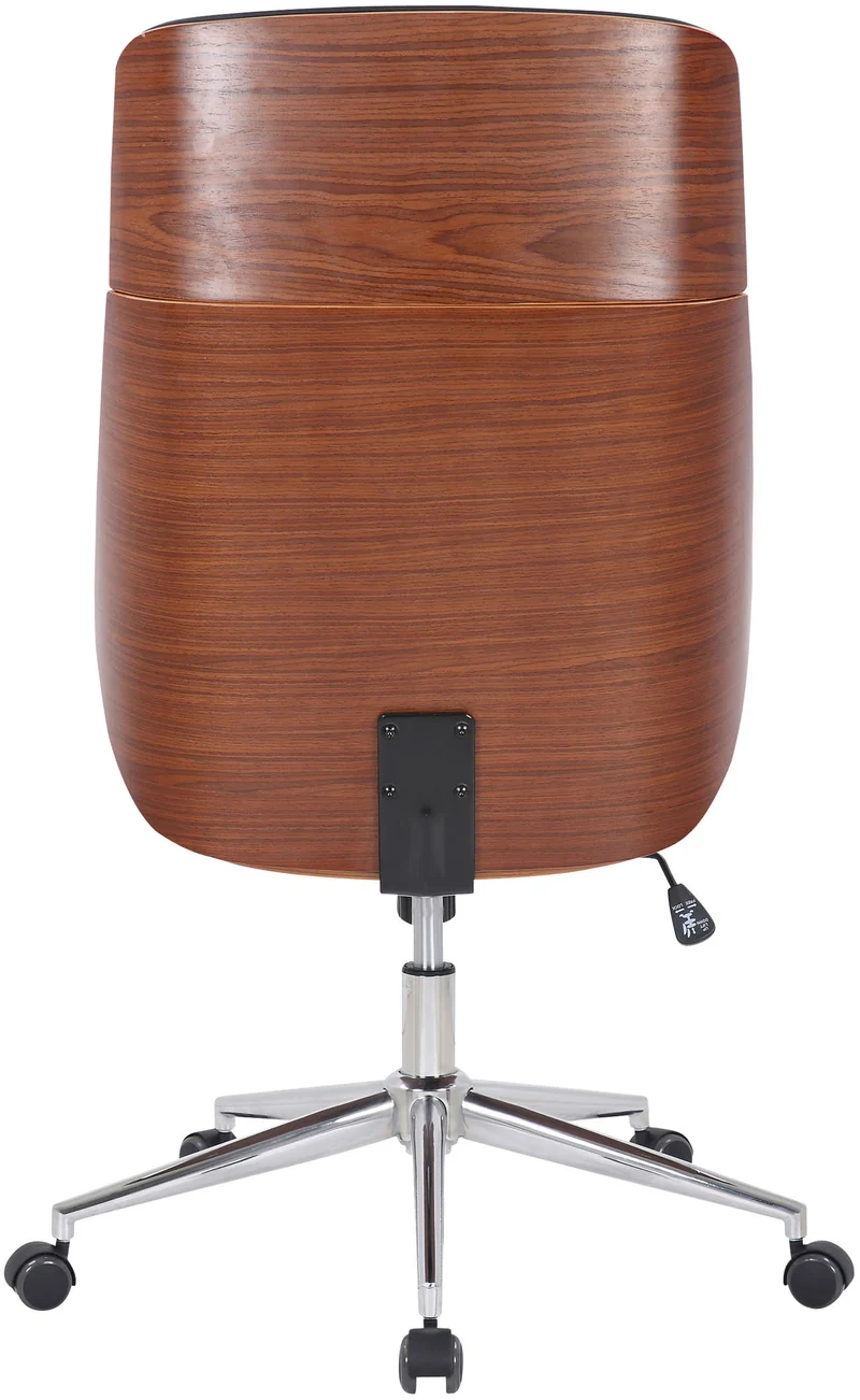 Fauteuil de bureau dossier haut avec roulettes synthétique blanc et bois noyer hauteur réglable BUR10455