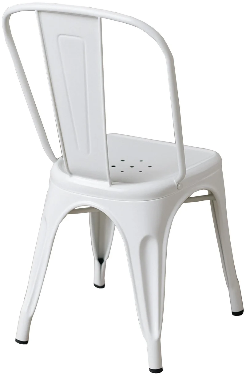 Lot de 4 chaises de salle à manger empilable avec dossier style industriel en métal blanc 10_0006535