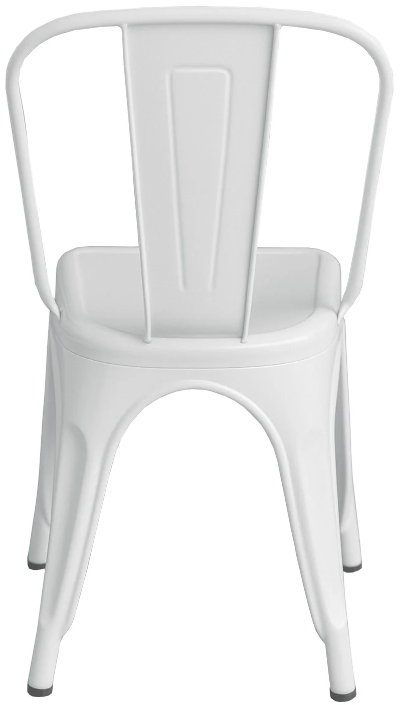 Lot de 4 chaises de salle à manger empilable avec dossier style industriel en métal blanc 10_0006535