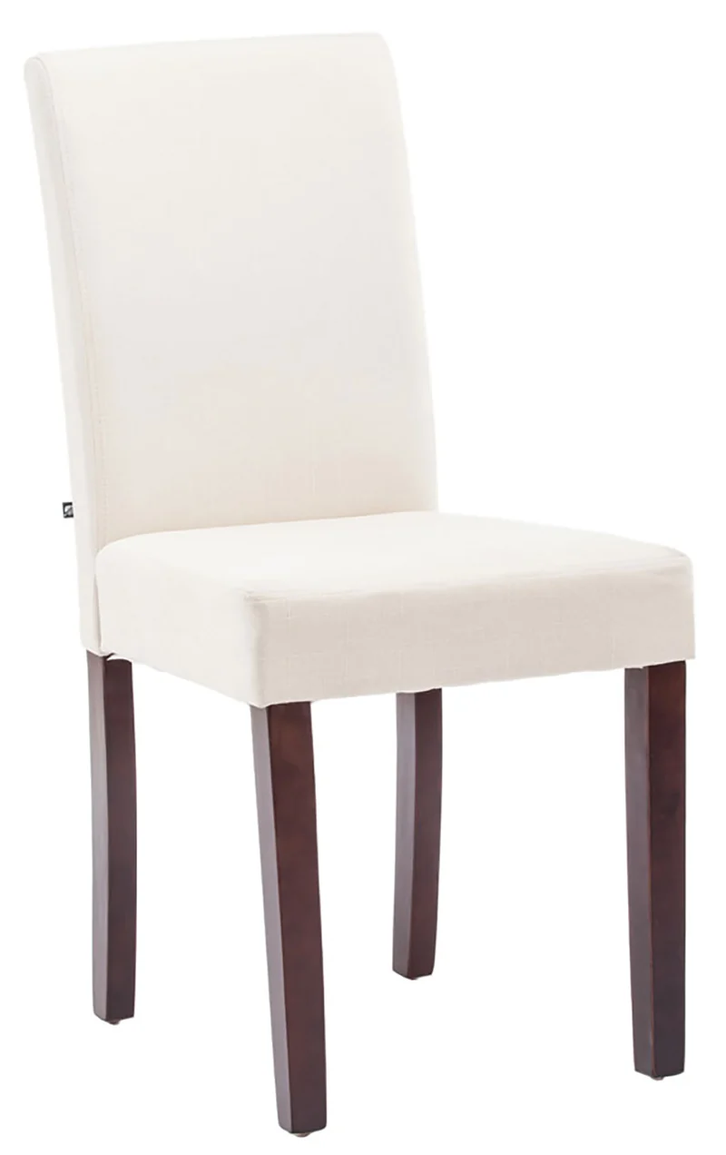 Chaise de salle à manger x1 design moderne en tissu crème et pieds en bois marron 10_0002028