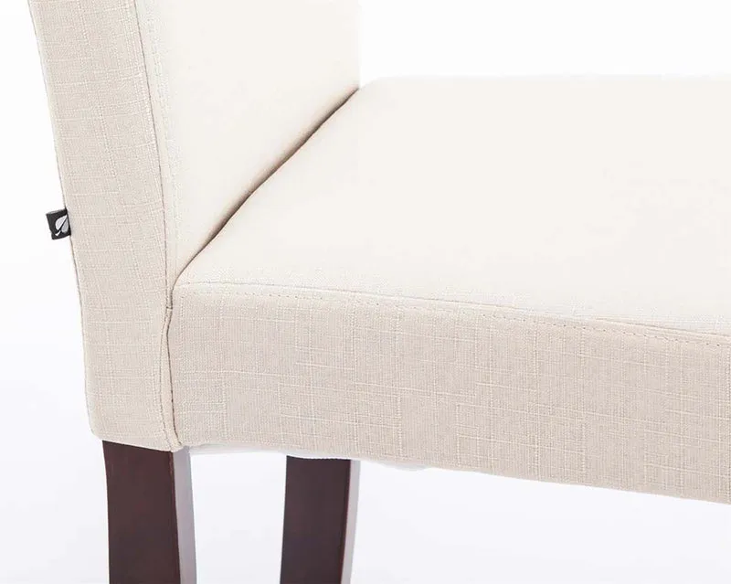 Chaise de salle à manger x1 design moderne en tissu crème et pieds en bois marron 10_0002028