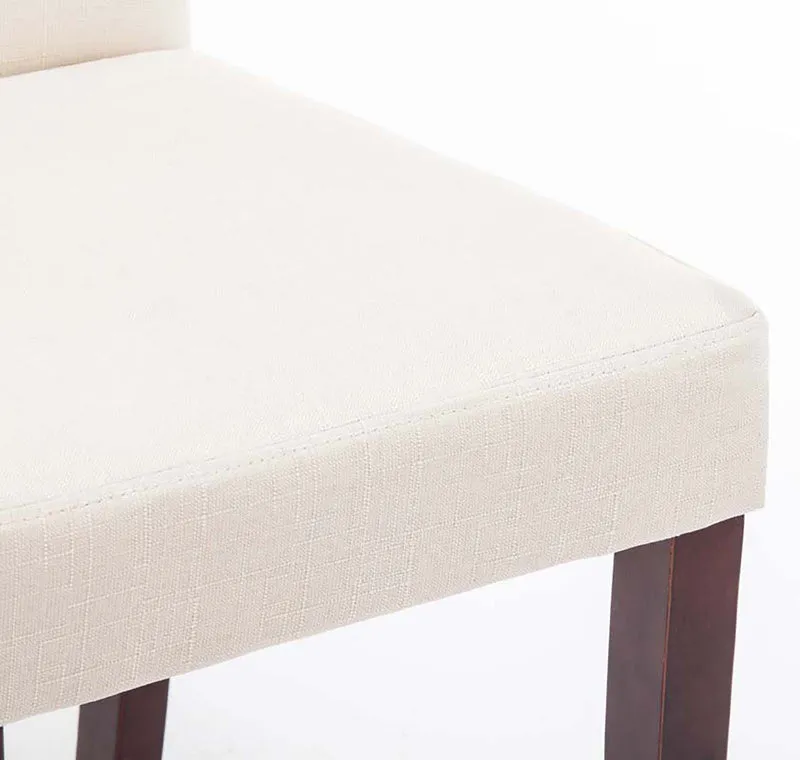 Chaise de salle à manger x1 design moderne en tissu crème et pieds en bois marron 10_0002028