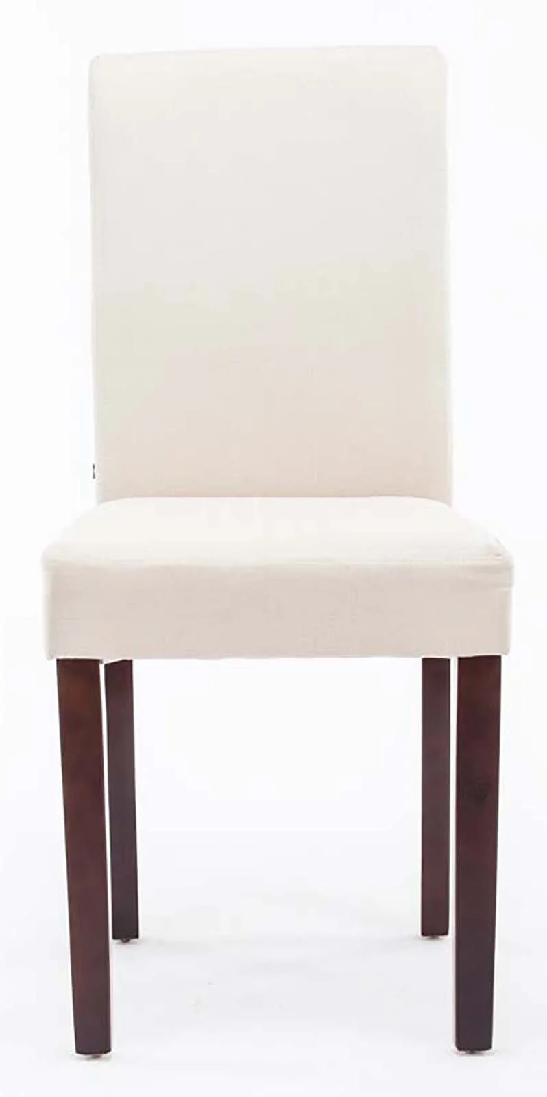 Lot de 2 chaises de salle à manger design moderne en tissu crème et pieds en bois marron foncé 10_0001553