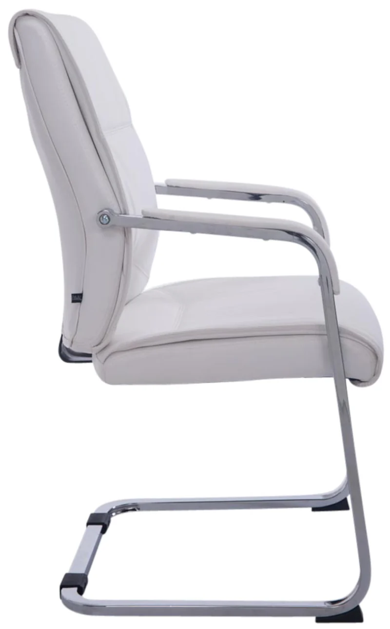Lot de 2 fauteuils de bureau sans roulettes XXL jusqu'à 260 kg en PVC blanc et métal chromé 10_0002352