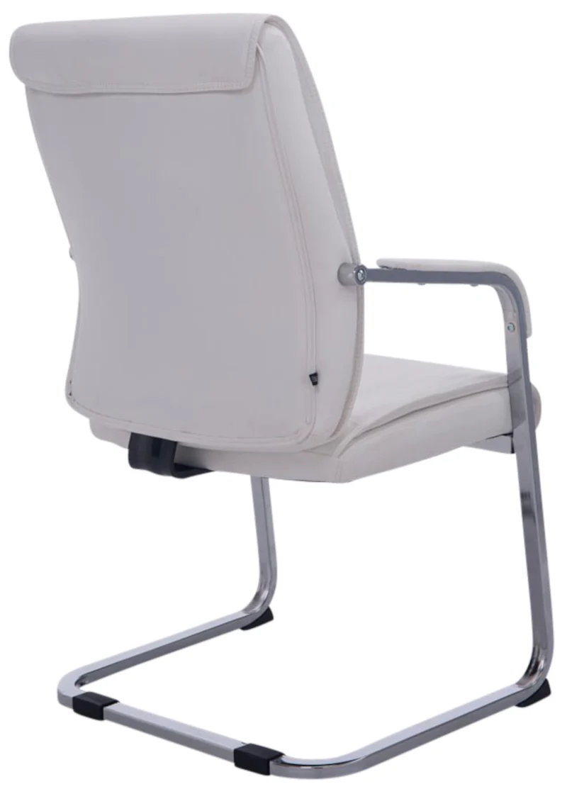 Lot de 2 fauteuils de bureau sans roulettes XXL jusqu'à 260 kg en PVC blanc et métal chromé 10_0002352