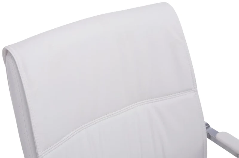 Lot de 2 fauteuils de bureau sans roulettes XXL jusqu'à 260 kg en PVC blanc et métal chromé 10_0002352
