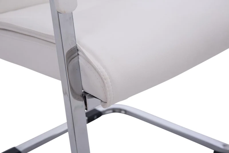 Lot de 2 fauteuils de bureau sans roulettes XXL jusqu'à 260 kg en PVC blanc et métal chromé 10_0002352