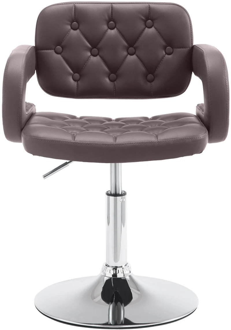 Chaise lounge fauteuil de bureau avec accoudoir capitonné hauteur réglable en PVC marron 10_0002795