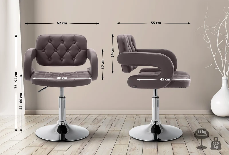 Chaise lounge fauteuil de bureau avec accoudoir capitonné hauteur réglable en PVC marron 10_0002795